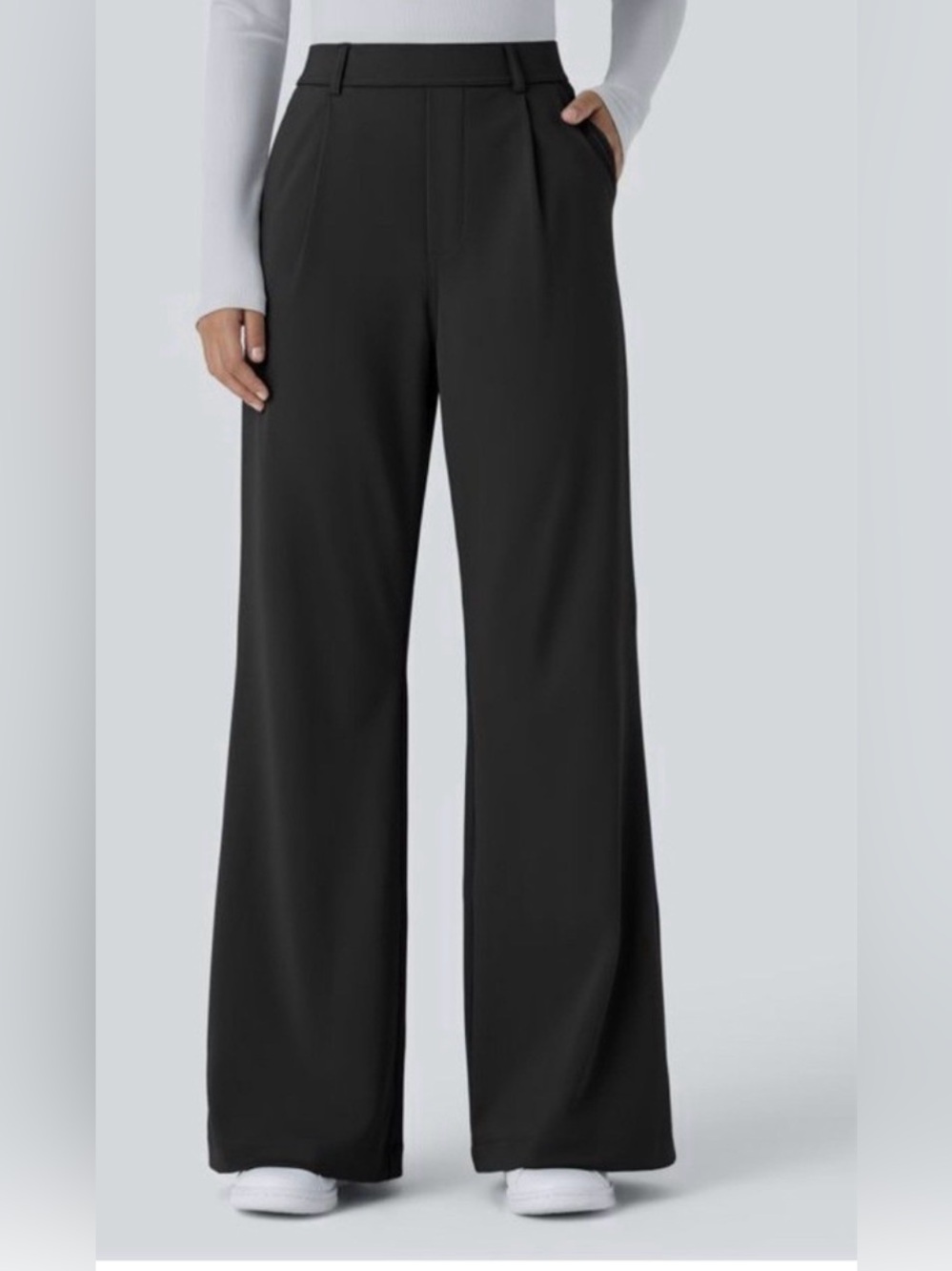 HALARA flex women’s high waisted pocket straight leg crepe work pants office L - Picture 8 of 8